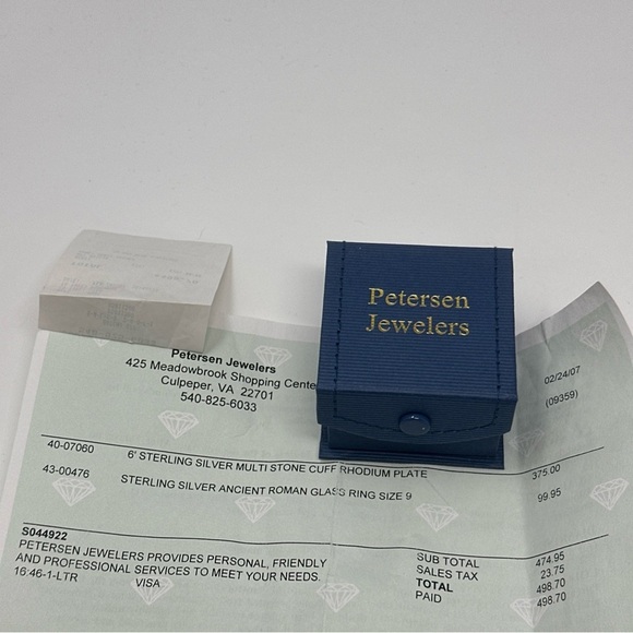 Saphrim Kibbutz Revadim Roman Glass Size 8.5 Ring set in‎ Sterling Silver - Picture 7 of 7